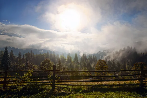 Beautiful sunny day is in mountain landscape. Stock Photo