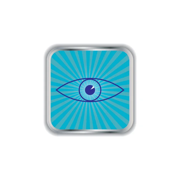 Eye glossy square web button. — Stock Vector