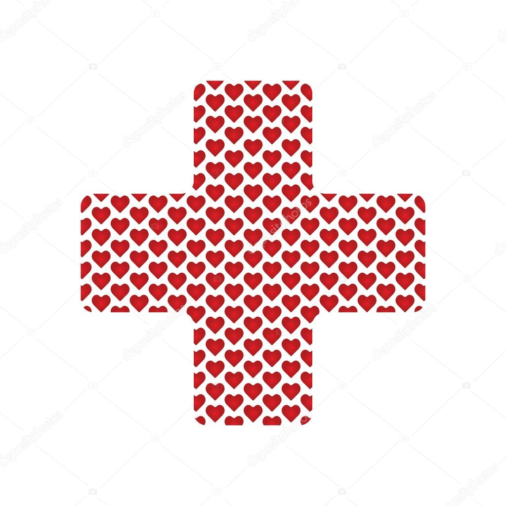 Cross shape with medical hearts for your design.