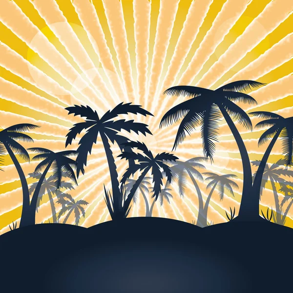 Summer holiday whit palm trees. — Stock Vector