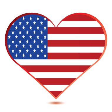 Amerika Birleşik Devletleri bayrağı bir kalple gösteren parlak çizim