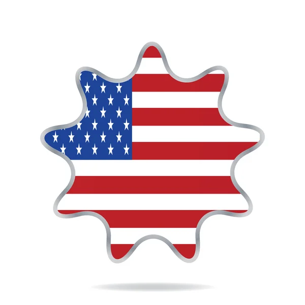 Glansigt illustration visar ett hjärta med flaggan i Amerikas förenta stater — Stock vektor