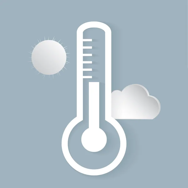 Wettervorhersage-Symbole. Außenthermometer, Sonne, Wolken. — Stockvektor