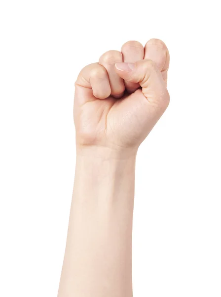 Nahaufnahme der rechten männlichen Hand - erhobene geballte Faust — Stockfoto
