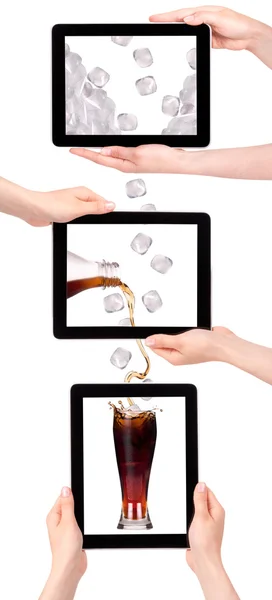 Coca-Cola e tablet digital. conceito de comunicação — Fotografia de Stock