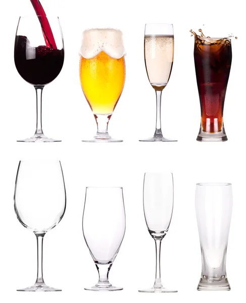 Verre plein et vide d'alcool Collection — Photo