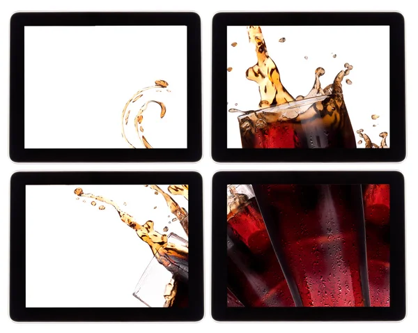 Verse cokes achtergrond op een digitale tablet — Stockfoto