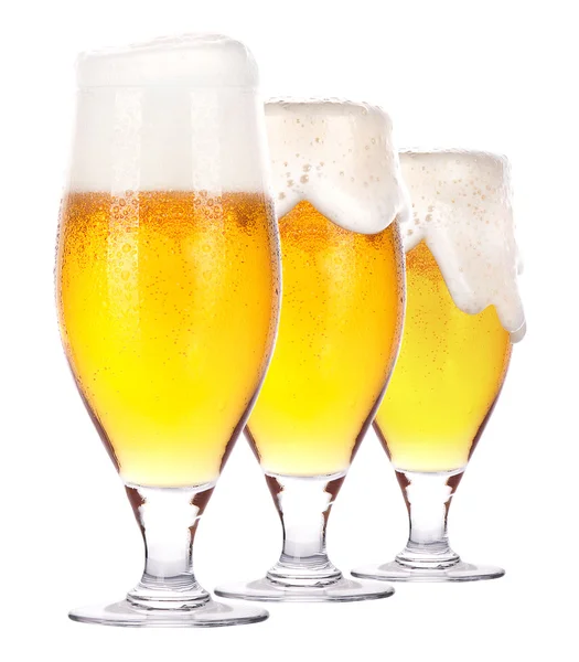 Frosty light bier geïsoleerd glas — Stockfoto