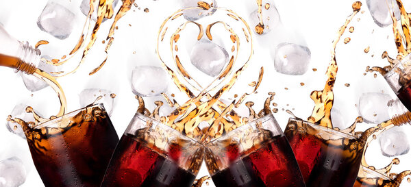 Fresh coke background with ice