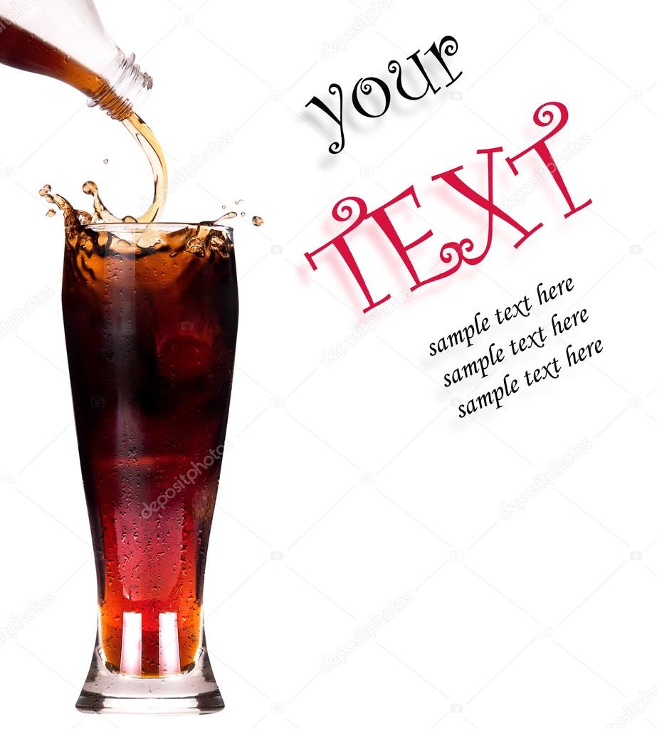 Fresh coke splash background with sample text