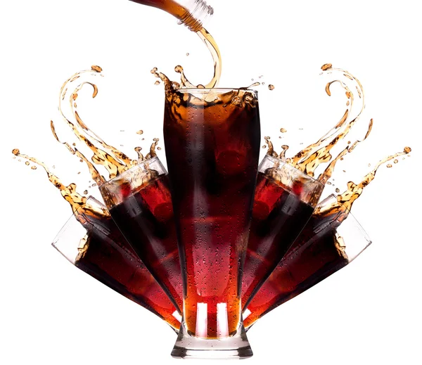 Fresh coke background with ice — Stock Photo, Image