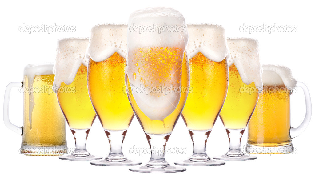 Frosty glass of light beer isolated
