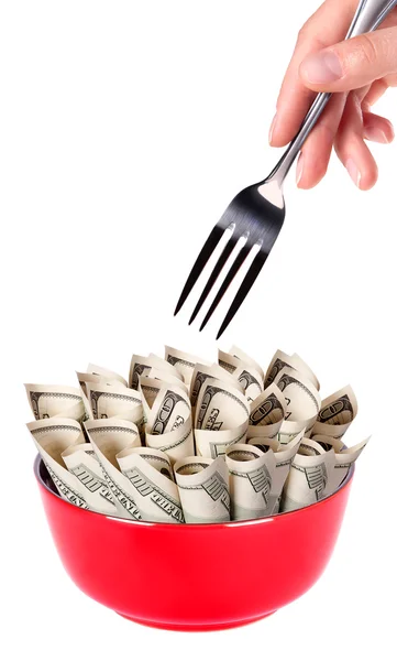 Konzeptbild des Lebensmittelgeldes — Stockfoto