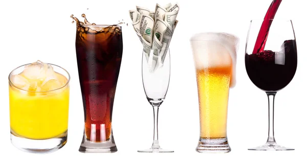 Pengar cocktail set affärsidé närvarande — Stockfoto