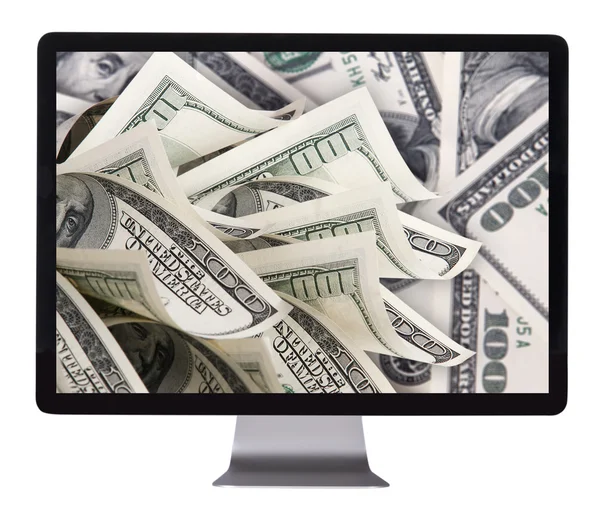 Fondo con dinero en una pantalla de PC — Foto de Stock