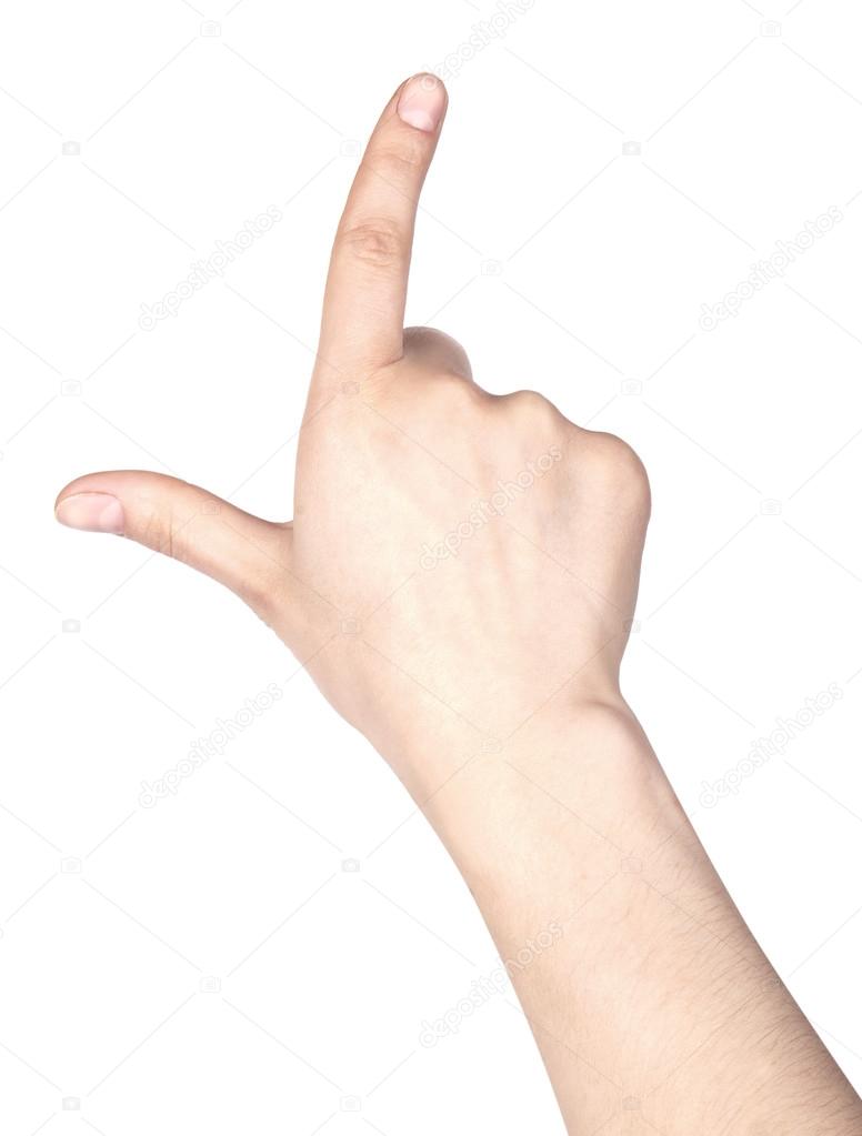 Image of a woman's finger pointing or touching isolated on a white background