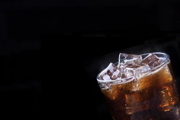 Fresh cola drink background with ice — Stock Photo, Image