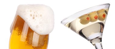 Martini ile izole tost ekmegi bira