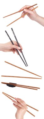 Beyaz bir arka planda chopsticks ayarla