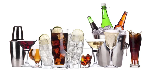 Different images of alcohol set isolated — Stock Photo, Image