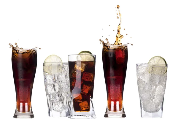 Fresh cola drink background with ice — Stock Photo, Image