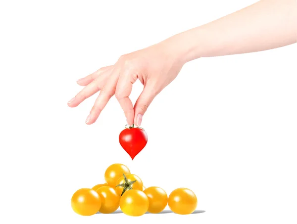 Серцевий фон з ручними і шерстяними помідорами — стокове фото