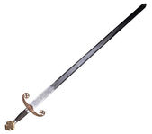 mittelalterliches Schwert isoliert auf weißem Hintergrund