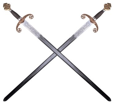 ortaçağ kılıç üzerinde beyaz izole