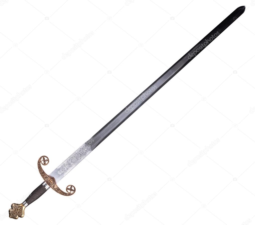 Medieval sword isolated on white background