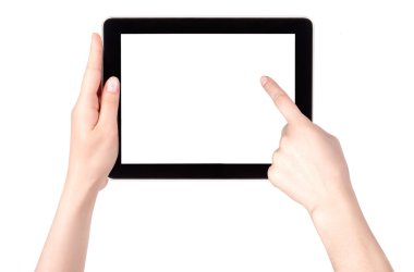 dokunmatik ekran tablet bilgisayarı el ile