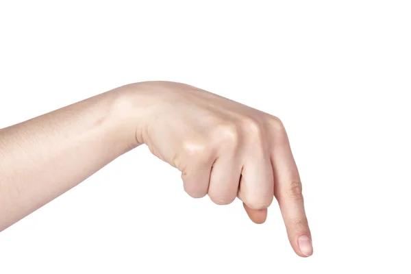 Kobieta z palcem wskazującym lub dotykając — Zdjęcie stockowe