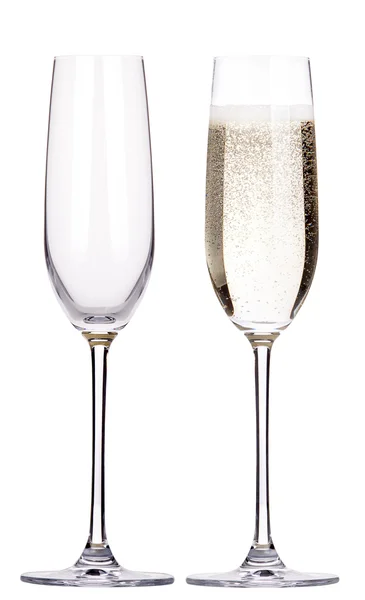 Glas champagne set geïsoleerd — Stockfoto