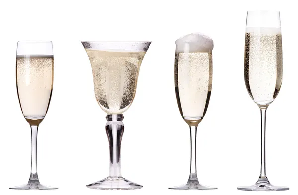 Glas champagne set geïsoleerd — Stockfoto