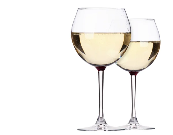 Бокал белого вина набор изолирован — стоковое фото