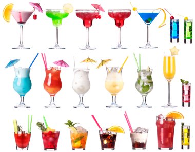 Set of alcoholic cocktails isolated clipart