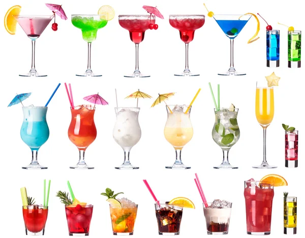 Set van alcoholhoudende cocktails geïsoleerd — Stockfoto