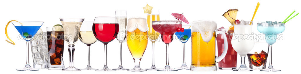 Set of alcoholic cocktails isolated