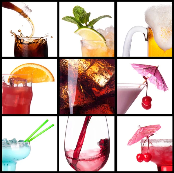 Collage mit Alkoholcocktails — Stockfoto