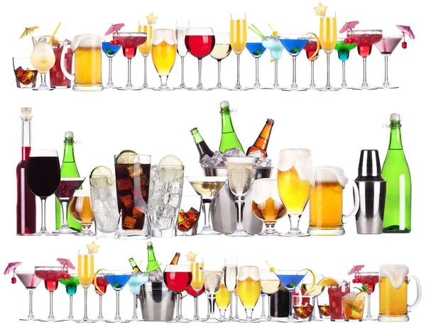 Set verschiedener alkoholischer Getränke und Cocktails — Stockfoto