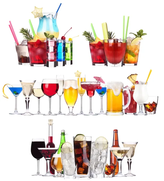 Conjunto de diferentes bebidas alcohólicas y cócteles —  Fotos de Stock