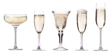 glass of champagne set isolated clipart
