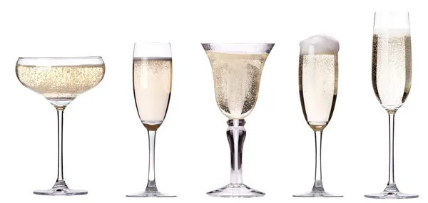 Glas champagne set geïsoleerd — Stockfoto