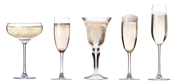 glass of champagne set isolated