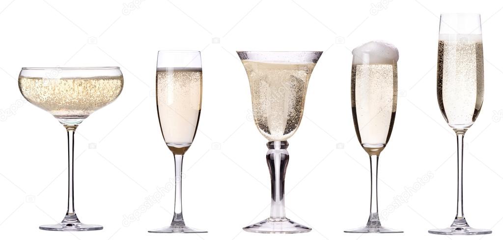 glass of champagne set isolated