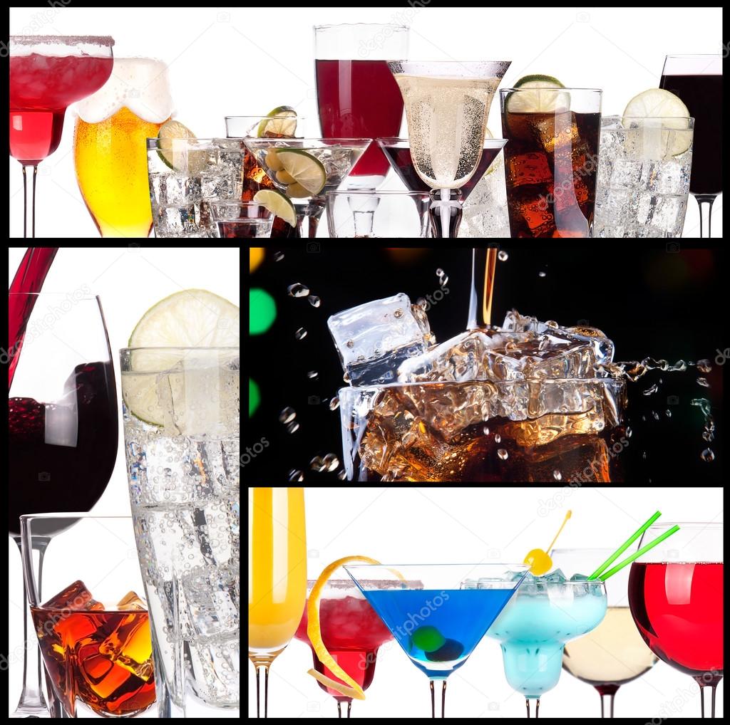 Set of alcoholic cocktails