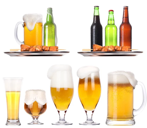 Frosty fresh beer set with foam — Stock Photo, Image