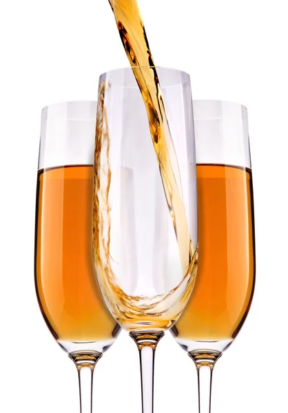 白ワインとスプラッシュ グラスセット — ストック写真