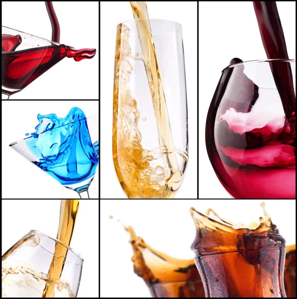 Collage med alkohol drinkar — Stockfoto