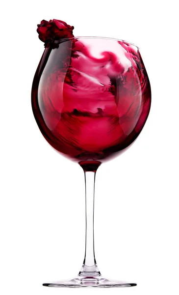Copa con salpicadura de vino tinto — Foto de Stock