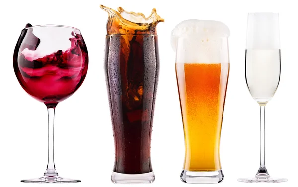 Collection of different images of alcohol isolated — Stock Photo, Image